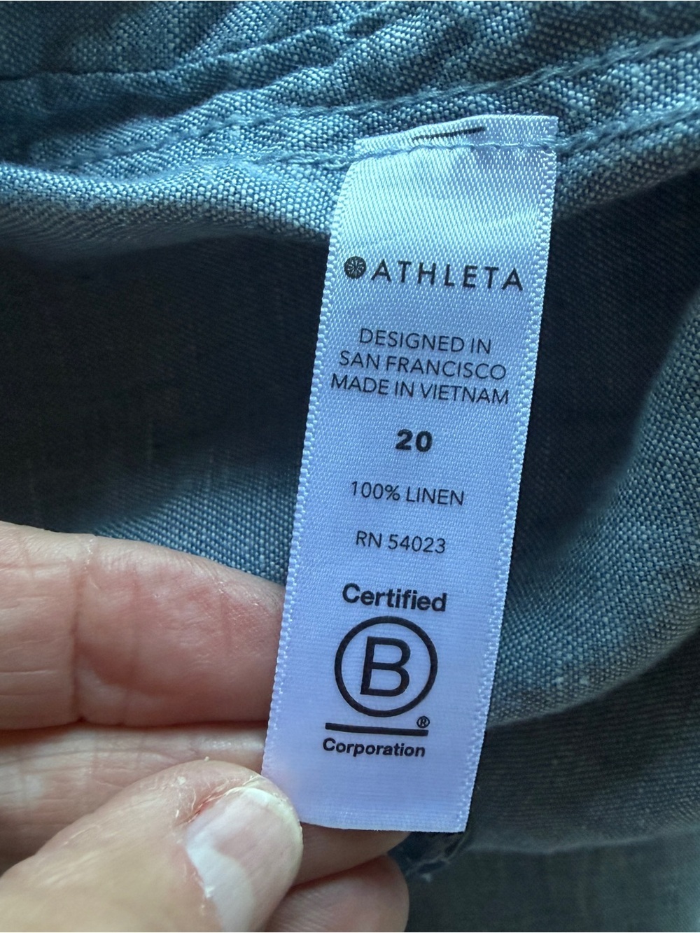 Athleta Cabo Linen Wide Leg Pull On Drawstring Chambray Blue Pants  Size 20 - Picture 16 of 16